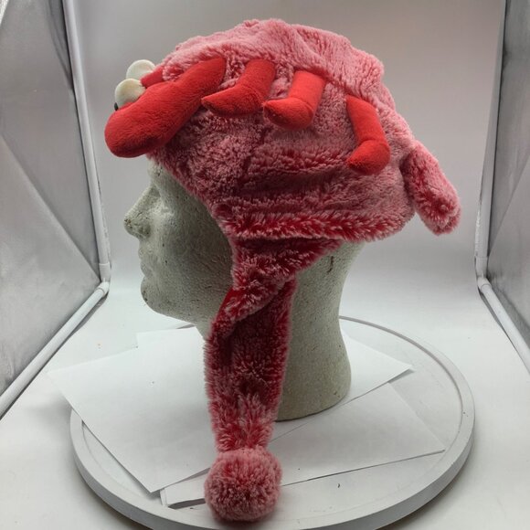 Maine Red Lobster Plush Hat Cat Down by the Sea Ear Flaps Ocean Sea Novelty OS - Picture 3 of 6